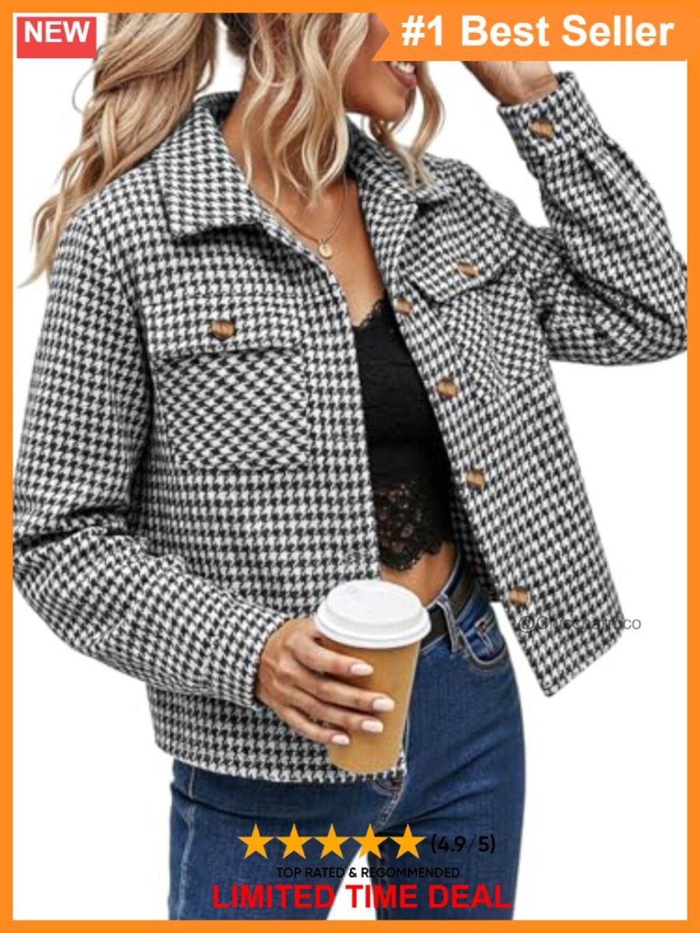 Cropped Plaid Shacket Jacket Long Sleeve Button Down Shirt